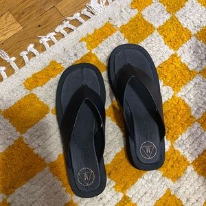 Misguided wide strap flip flops